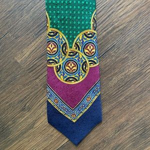 RARE Vintage 90's Gianni Versace Harlequin V-Motif Polka Dot Baroque Tie EUC